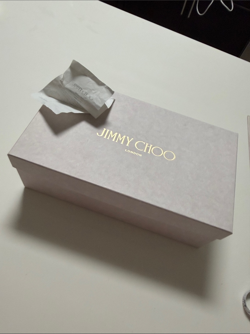 Jimmy Choo Box with Gold Foil Logo/ jimmy Choo printed tissues papers/ book card